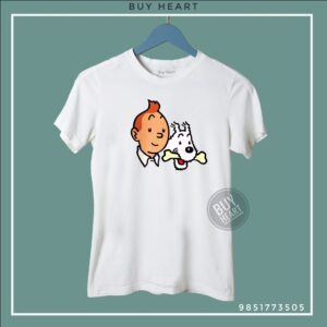 White Tshirt With tintin Cartoon