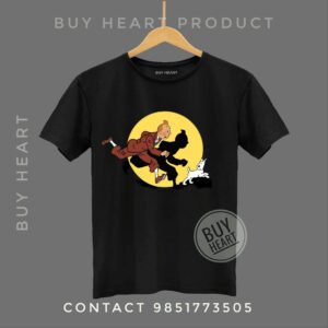 Black Tshirt with tintin Cartoon